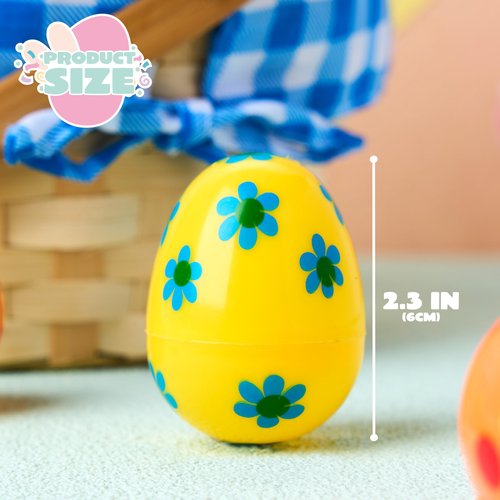 JOYIN 50 Pcs Plastic Printed Bright Easter Eggs 2.3" Tall for Easter Hunt, Basket Stuffers Fillers, Classroom Prize Supplies, Filling Treats and Party Favor