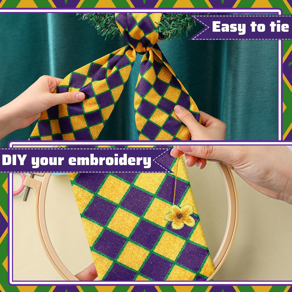 VitalCozy Carnival Wreath Sash - Elegant Satin Ribbon for Embroidery Monogram | Indoor/Outdoor Decor