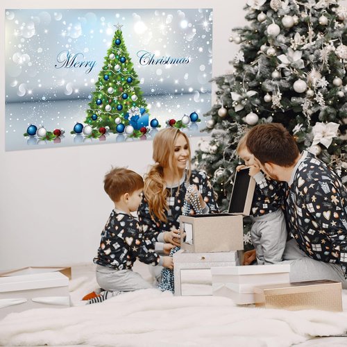 GOER 78 Inch Christmas Banner - Festive Party Decoration with Merry Christmas Design & Tree Motif