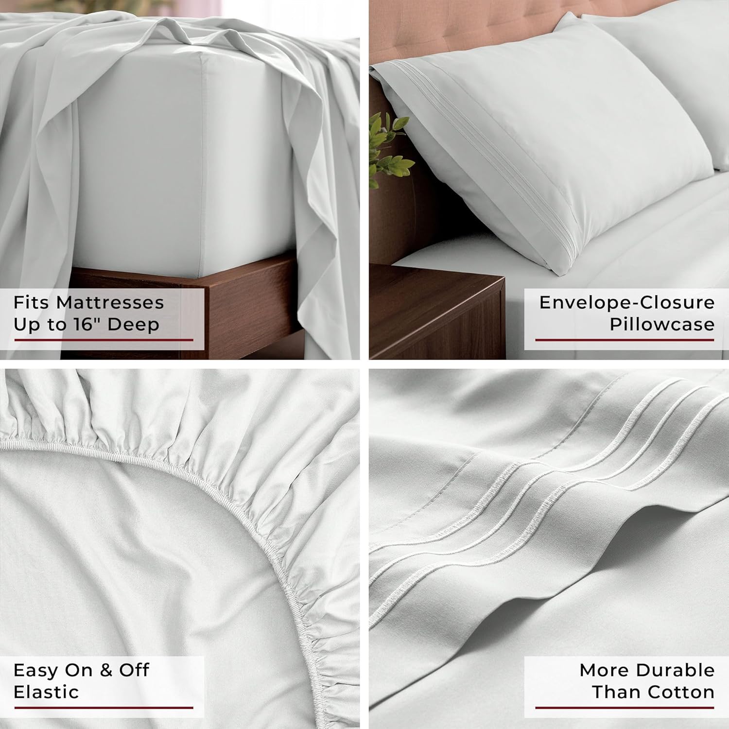 Mellanni King Sheets Set - 4 PC Hotel Luxury Bedding | Extra Soft, Cooling, Wrinkle-Resistant (Ivory)
