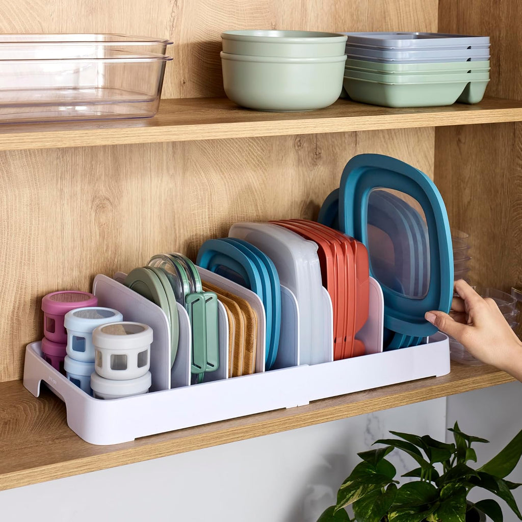 YouCopia StoraLid Food Container Lid Organizer - Expandable with Tall Dividers, 40 Lid Capacity