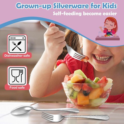 E-far Toddler Forks and Spoons Set - 10-Piece Stainless Steel Utensils for Safe Self-Feeding | Non-Toxic & Dishwasher Safe