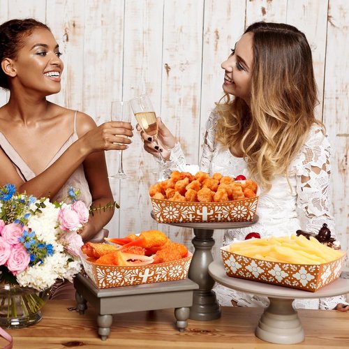Funrous 100 Pcs Mexican Paper Food Trays - Pre-Assembled Taco Boats for Fiesta & Party Decor