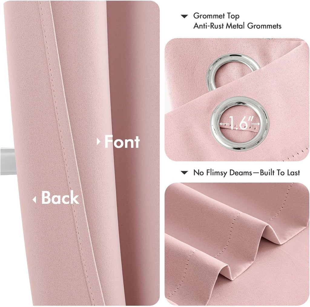 MIULEE Baby Pink Blackout Curtains - Thermal Insulated Room Darkening Drapes | 84 Inch, 2 Panels