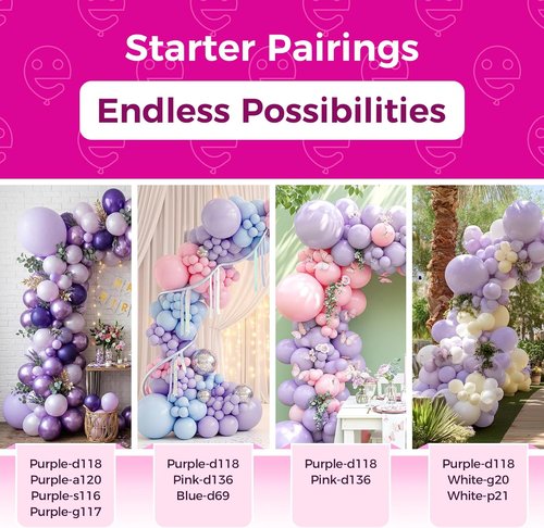 Bezente Pastel Purple Latex Balloons - 100 Pack 12-Inch Round Helium Lilac Party Decorations