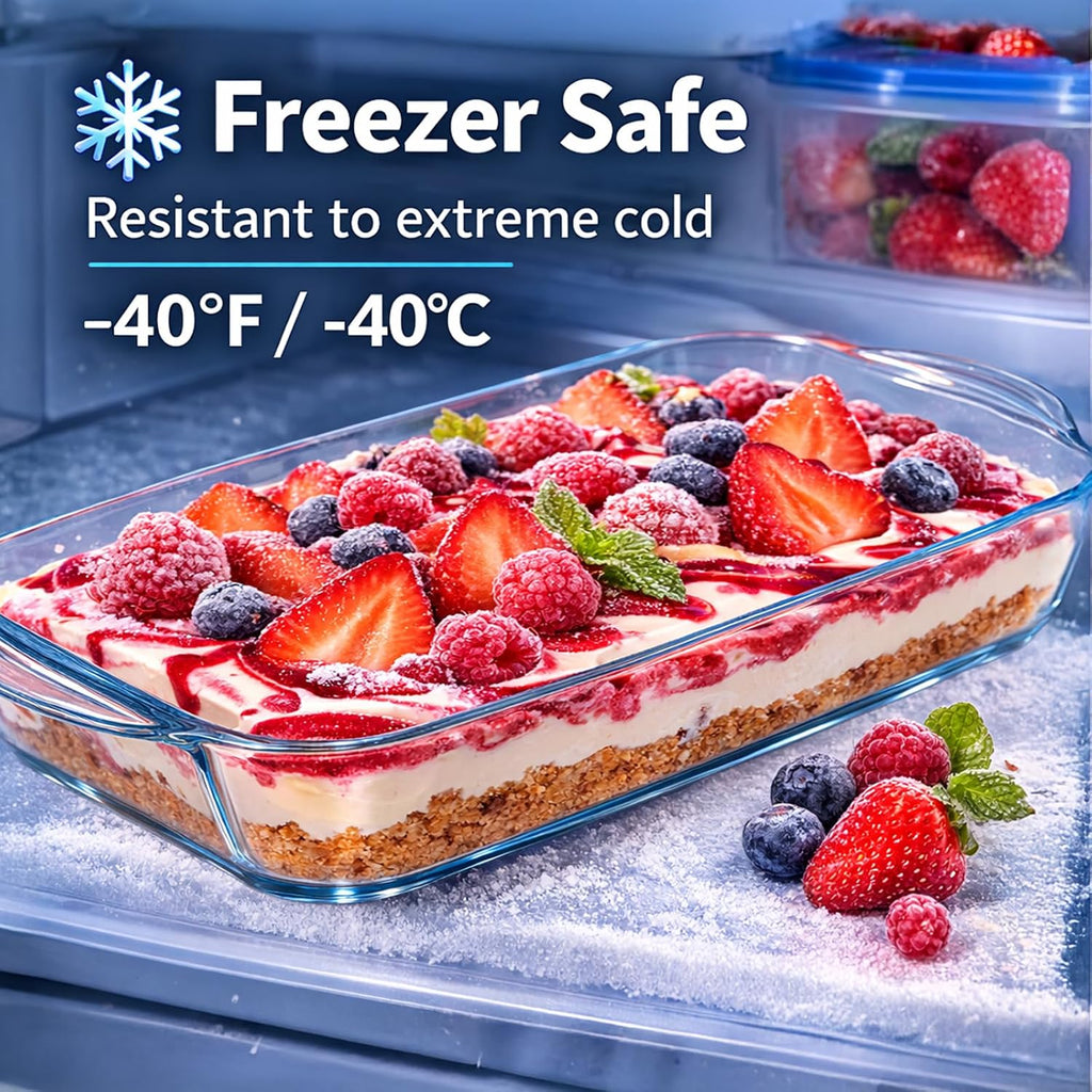 Ums 4-Qt Glass Baking Dish - Borosilicate Casserole Dish with Lid | Oven, Microwave & Dishwasher Safe (15.7'' x 9.8'' x 2.4'')