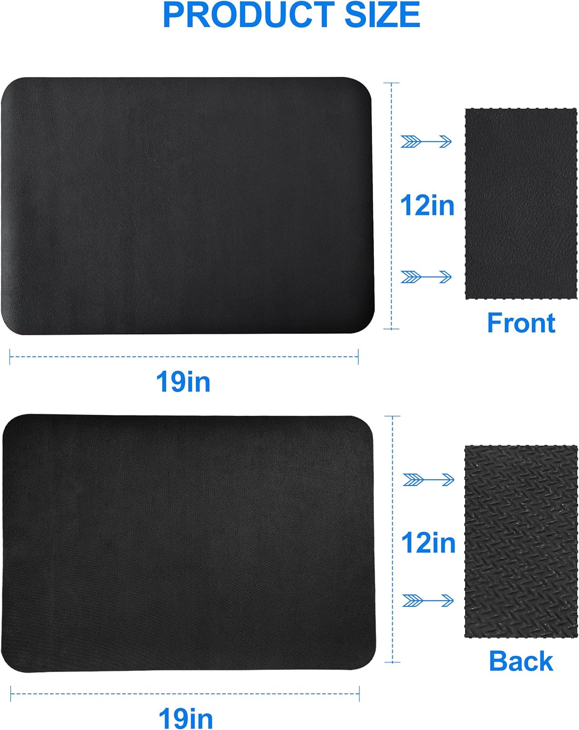 Skiennix Dish Drying Mat - Non-Slip Rubber Backed, Stain Resistant, 12"x19", Black Color