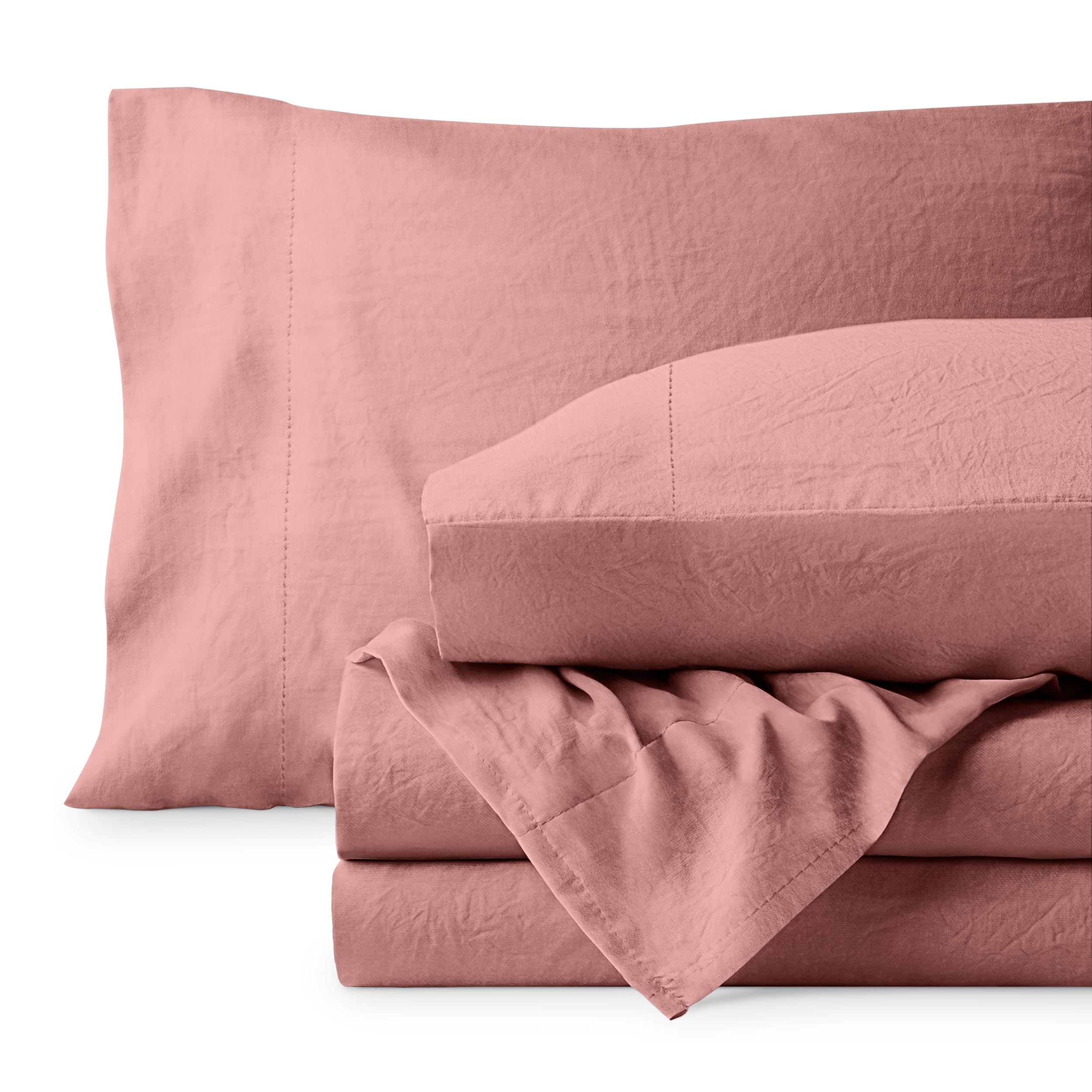 Bare Home Full Sheet Set - Luxury 1800 Ultra-Soft Stonewashed Microfiber - Brushed - Deep Pockets - Easy Fit - Breathable Bedding - Sheet Sets & Pillowcases (Full, Stonewashed Dusty Rose)