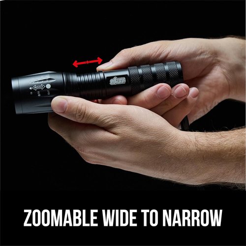 GORILLA GRIP LED Tactical Flashlight - 750 FT High Lumens, 5 Adjustable Modes, Water Resistant | 2 Pack Black