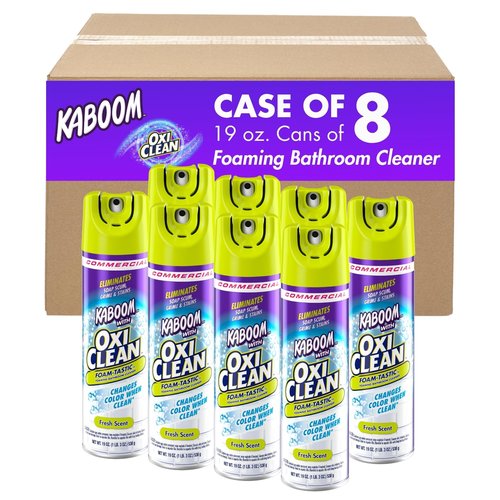 Kaboom 5703700071CT Foamtastic Bathroom Cleaner, Fresh Scent, 19 oz Spray Can, 8/Carton