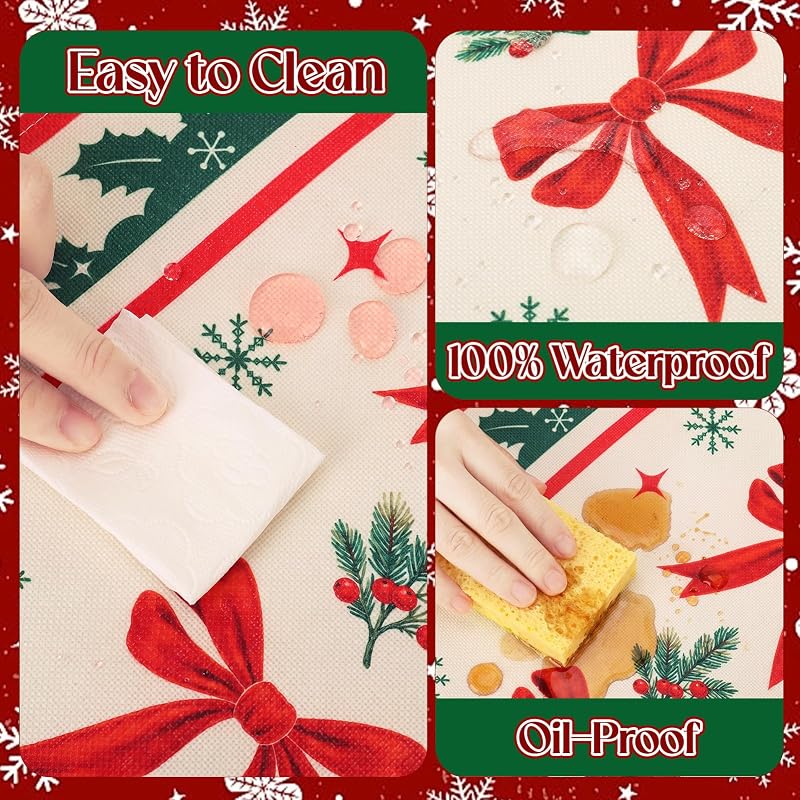Red Bow Christmas Table Runner Decor