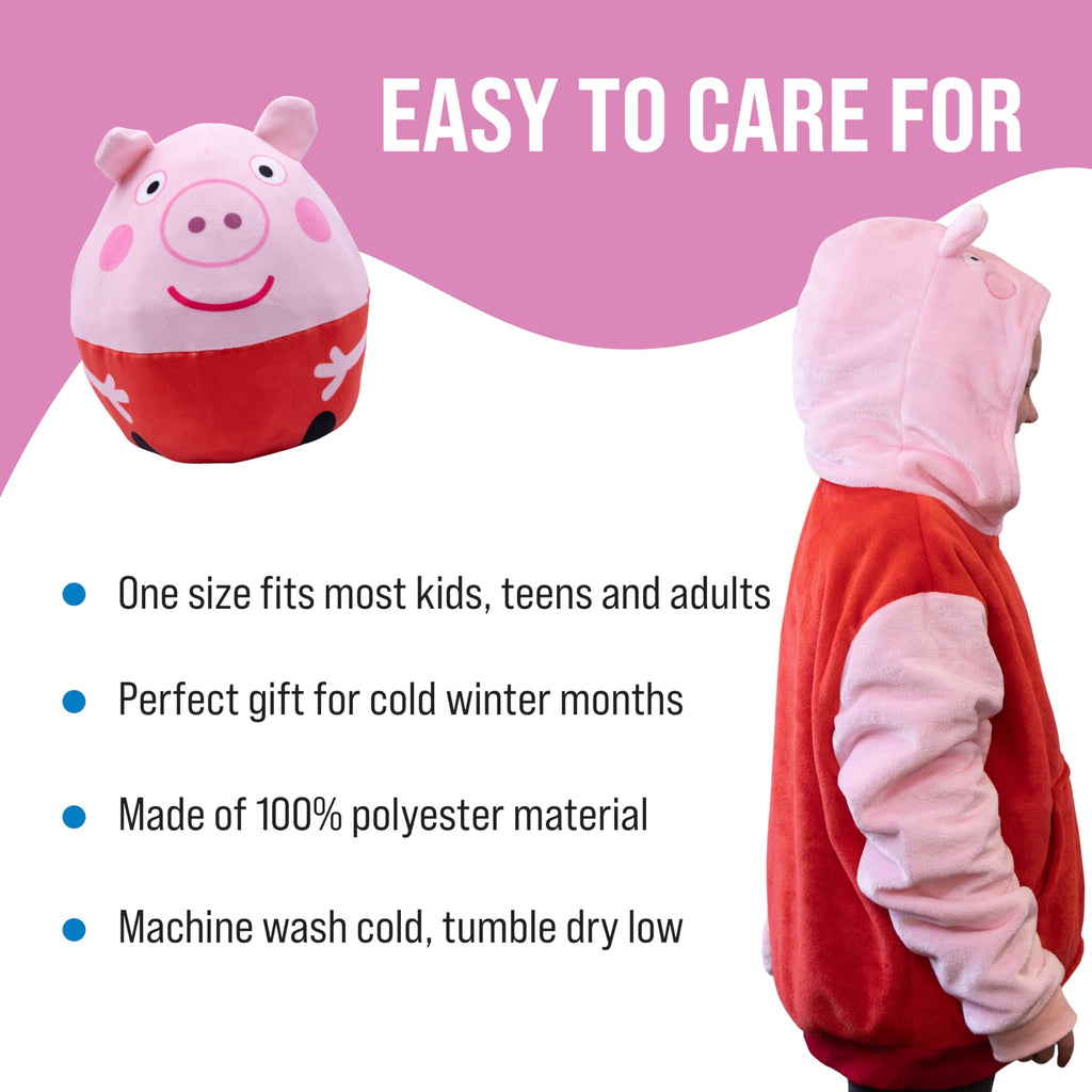 Plushible Peppa Pig Wearable Blanket Hoodie for Adults, Kids, and Toddlers, Cozy Snuggle Wrap, Pillow & Longsleeve Sweatshirt - Toddler