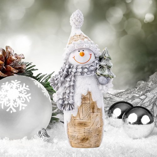 Galiyen Snowman Figurines - LED Light Christmas Ornaments | 9.4" Resin Statues for Tabletop Decor