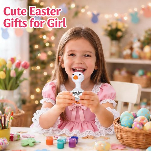 Mini Goose Easter Basket Stuffers for Teens Girls Women, Easter Gifts for Kids Birthday Graduation Gift for Her College Adult Friend Bestie Coworker Emotional Cheer Support Crochet Positive Goose