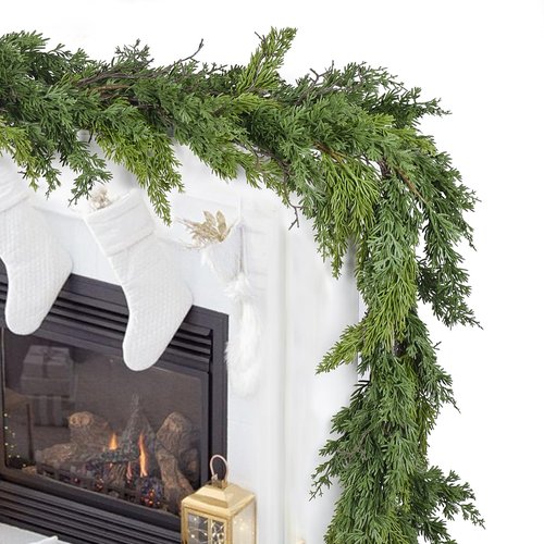 Gomat Pine Christmas Garland Clearance, 6ft Christmas Greenery Garlands Realistic Cypress Branches Pine Garland for Holiday Mantel Fireplace Table Centerpiece Home Decoration