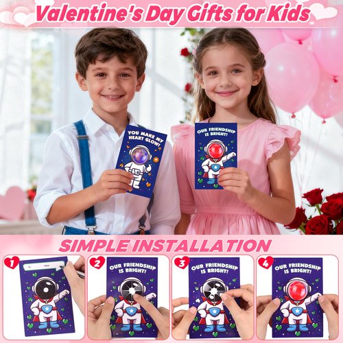 28 Pack Valentines Day Gifts for Kids Classroom, Galaxy Slime Kit Valentines Cards for Kids School Class Valentines Day Slime Fidget Toys Valentines Exchange Cards Valentines Party Favors Boys Girls