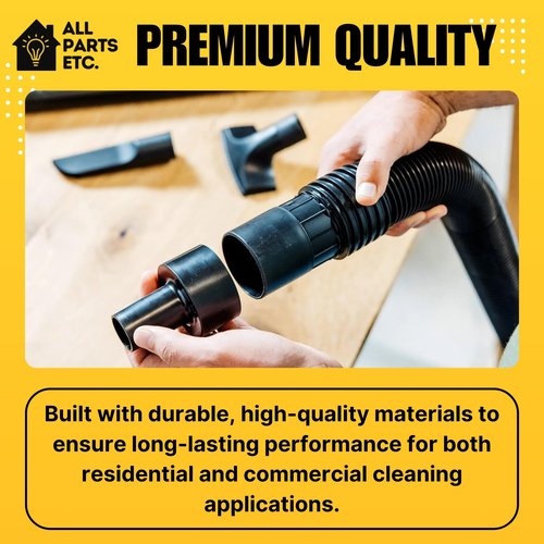 ALL PARTS ETC. 1.25" Flexible Flat Vacuum Crevice Tool/Under Side Refridgerators - 1.5" & 1.37" - 24" Long Hose Adaptor 2.5" to 1.25” Fits Wet Dry Vacuums - Shop Vac, Rigid, Workshop, Vac Master