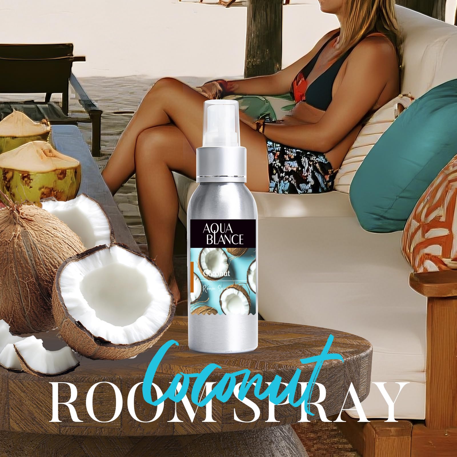 Fragrant Room Spray, Tropical, Ocean, Coconut, 3 x 3.4 fl oz, Air Fresheners Odor Eliminator for Home, Bathroom, Concentrated Room Spray