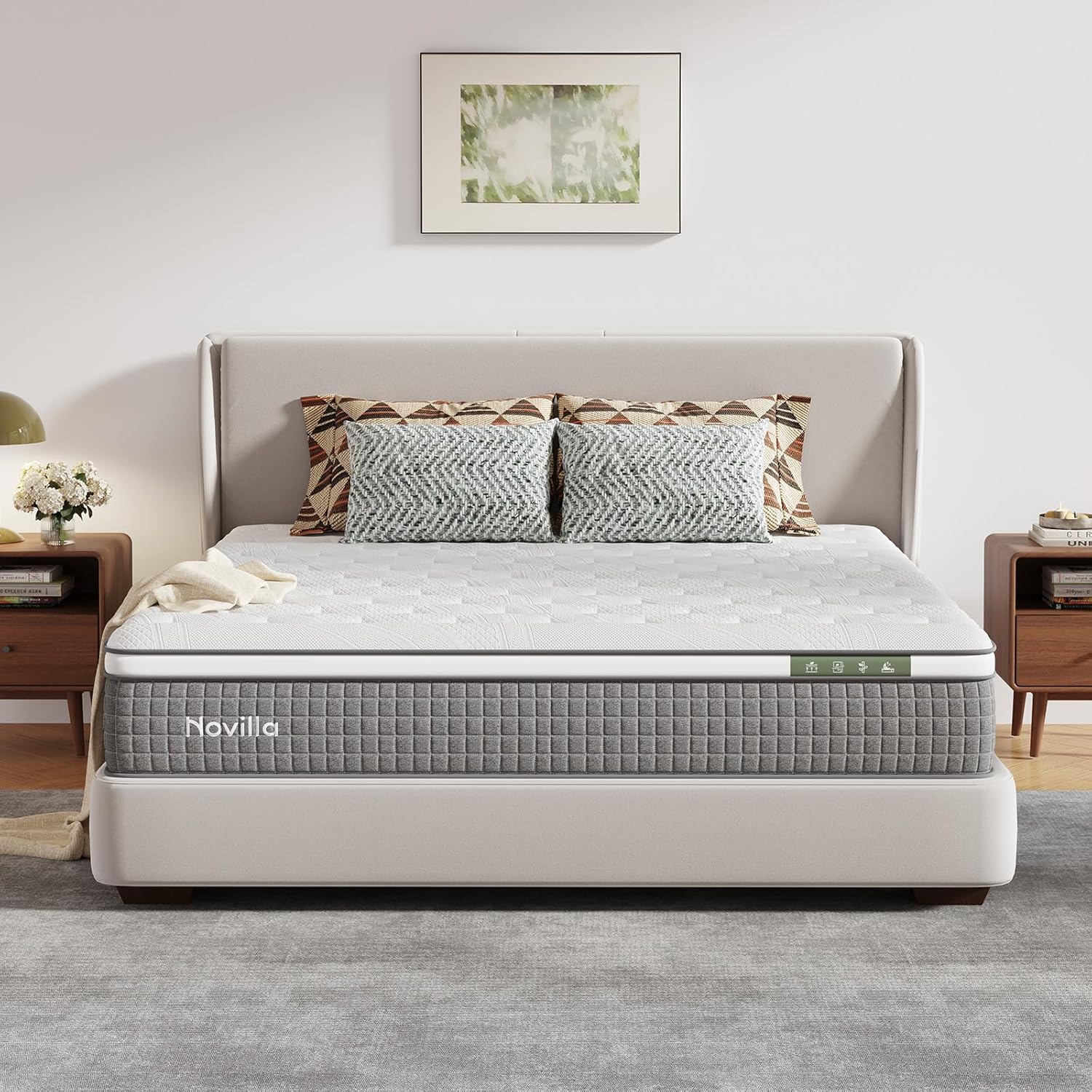 Novilla King Size Mattress - 10 Inch Hybrid Design with Gel Memory Foam & Cool-Touch Cover for Deep Sleep