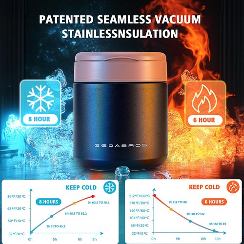 eedabros 15.2oz Kids Vacuum Insulated Food Jar – 316 Stainless Steel Soup Thermo for Hot Food – Leakproof Wide Mouth for School, Kids, Teens & Adults (Green)