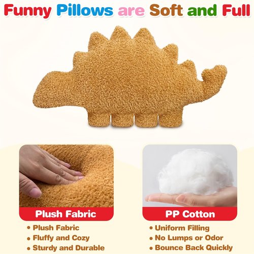 Aiideals Dino Nugget Pillow for Birthday Gifts, Chicken Dino Nuggets Plushies Pillow Stuffed Animals Funny Valentines Gifts for Boys Girls (Small, Kentrosaurus)