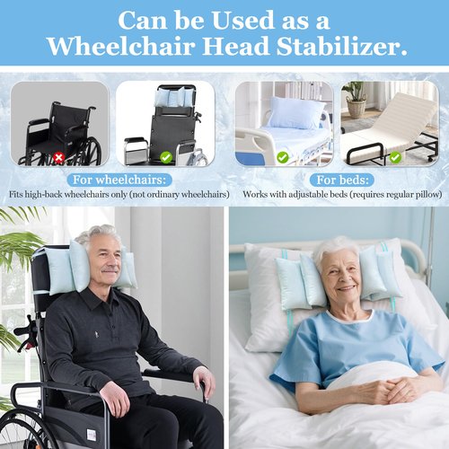 Mistuki Head Stabilizing Pillow Neck Stabilizer Wedge for Sleeping Upright After Cervical Fusion Surgery Cradle Medical Positioning Bedridden Patient Posture Corrector(Cooling Fabric)