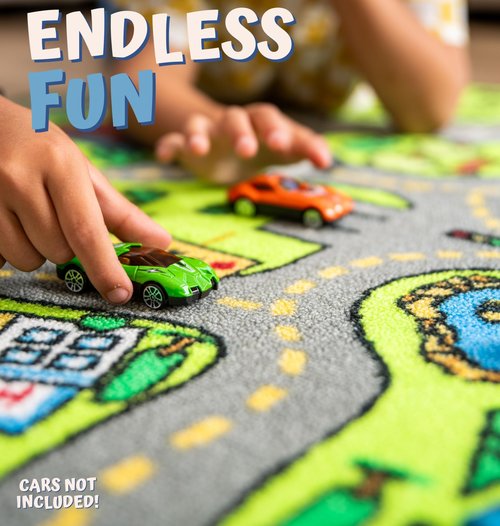 ToyVelt Carpet Playmat Kids Rug - Large 60” x 32” Educational City Road Traffic Mat for Kids Ages 3–12 - Preschool Rug & Play Room Carpet with Skid-Proof Backing - Bedroom & Playroom