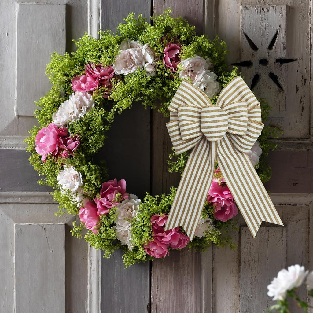 Natural Stripe Wreath Bows by [Brand Name] - Rustic Burlap Decorative Bows for Indoor/Outdoor Events