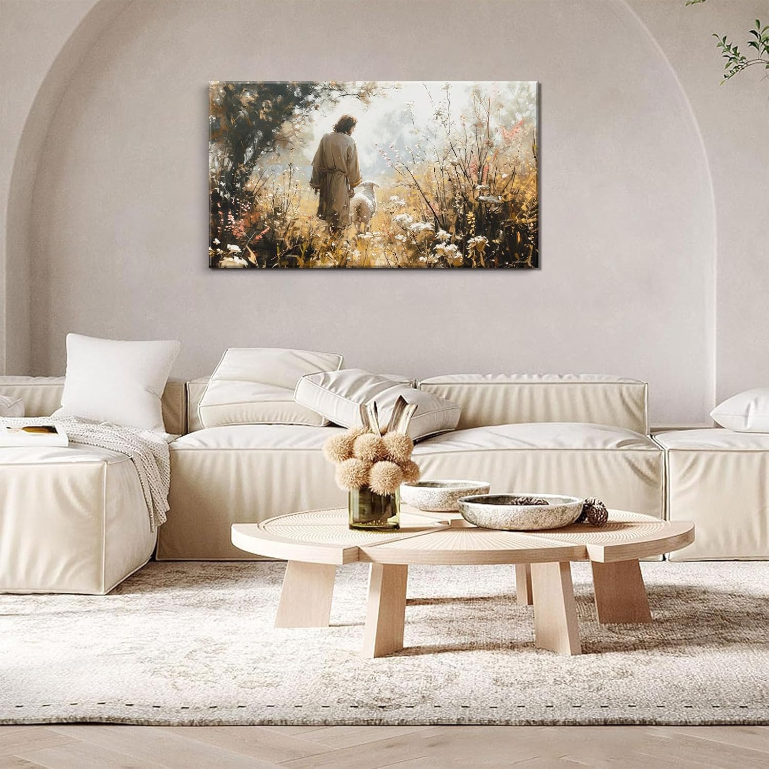 Regine Switzerland Vintage Jesus Lamb Canvas Wall Art - Modern Christian Decor for Living Room | 12x16 Inch