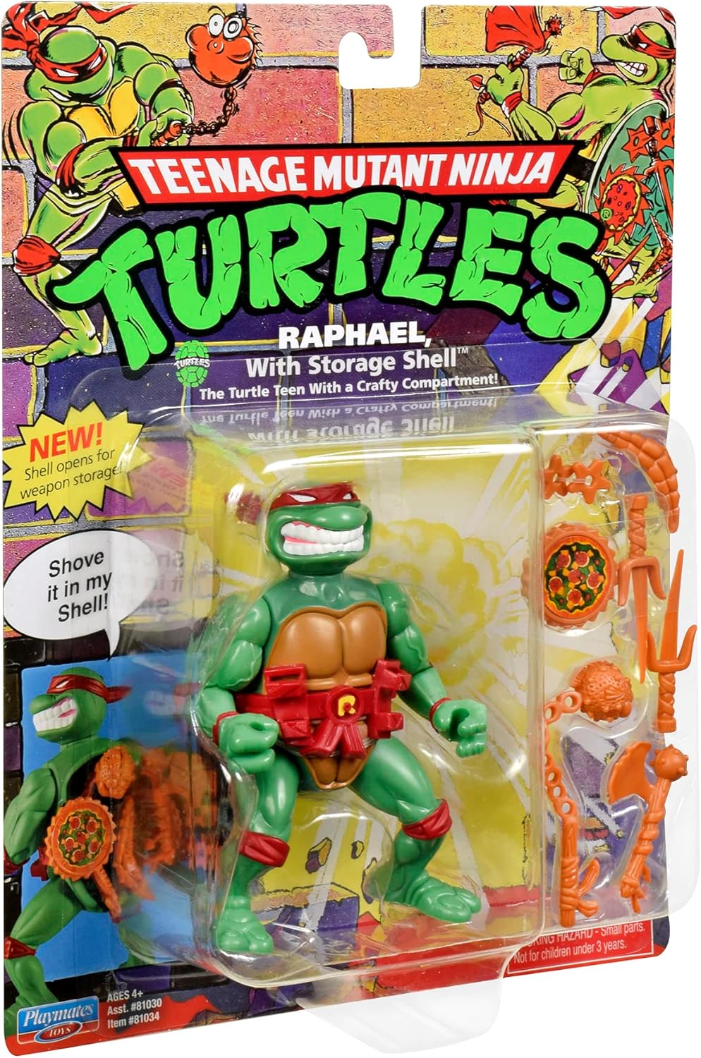 Playmates Toys Teenage Mutant Ninja Turtles Raphael 4” Classic Storage Shell Action Figure