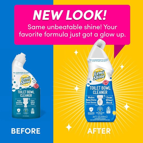 Lemi Shine Toilet Bowl Cleaner - Bleach-Free Formula for Tough Stains & Odor - 24 fl oz (6 Pack)