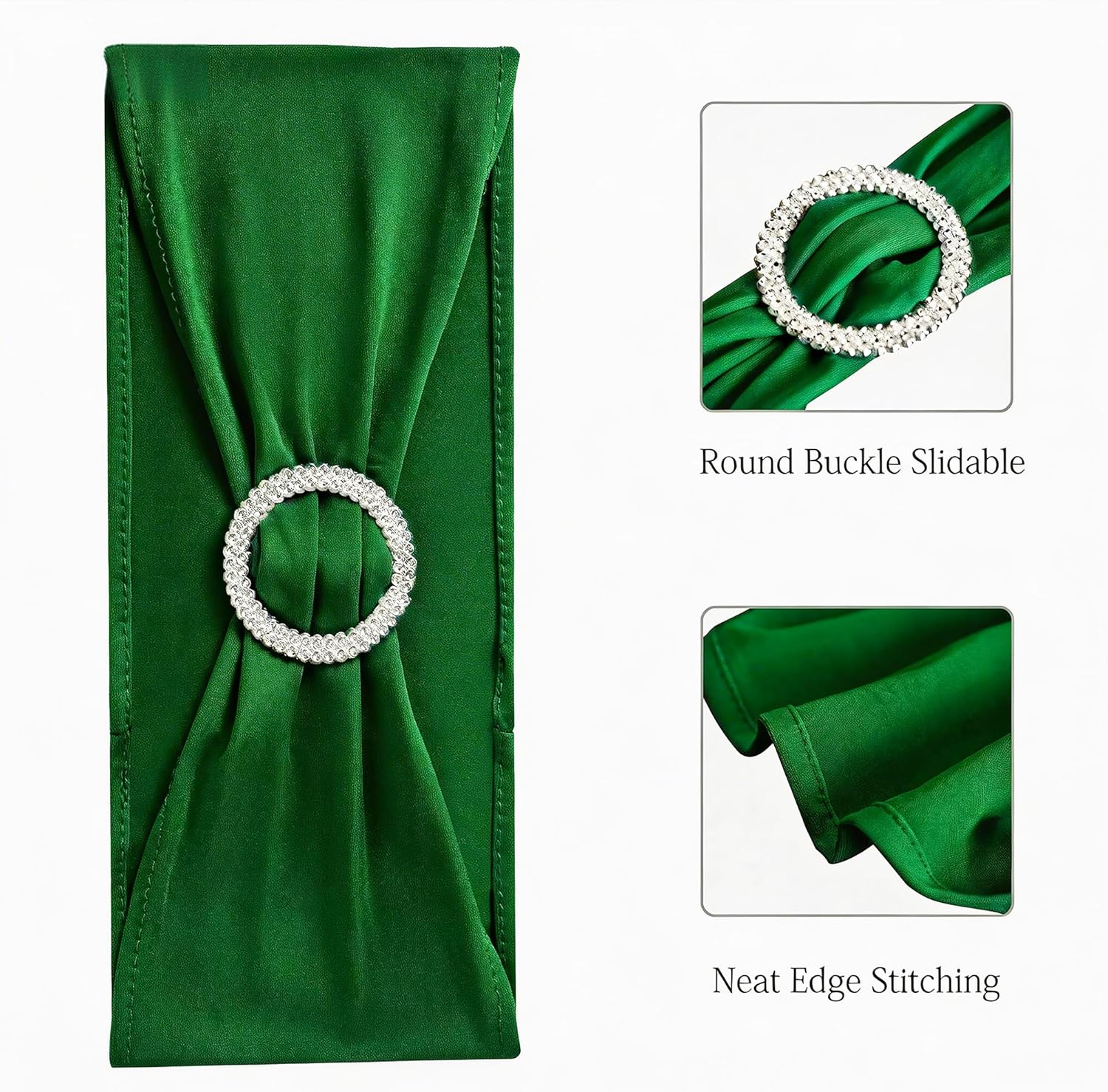 Skiennix 50 Pack Stretch Spandex Dark Green Chair Sashes - Perfect for Weddings & Events