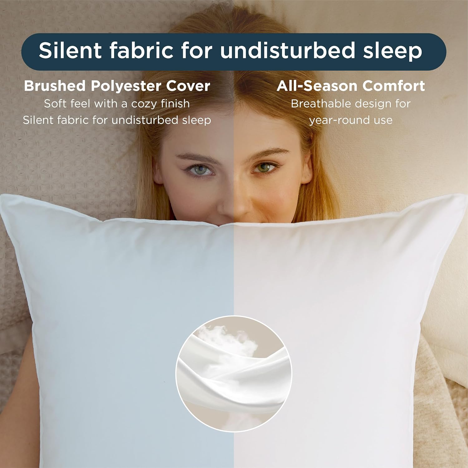 Bedsure Queen Size Pillows Set of 2 - Soft Down Alternative Hotel Collection for All Sleepers | 28"x19", White