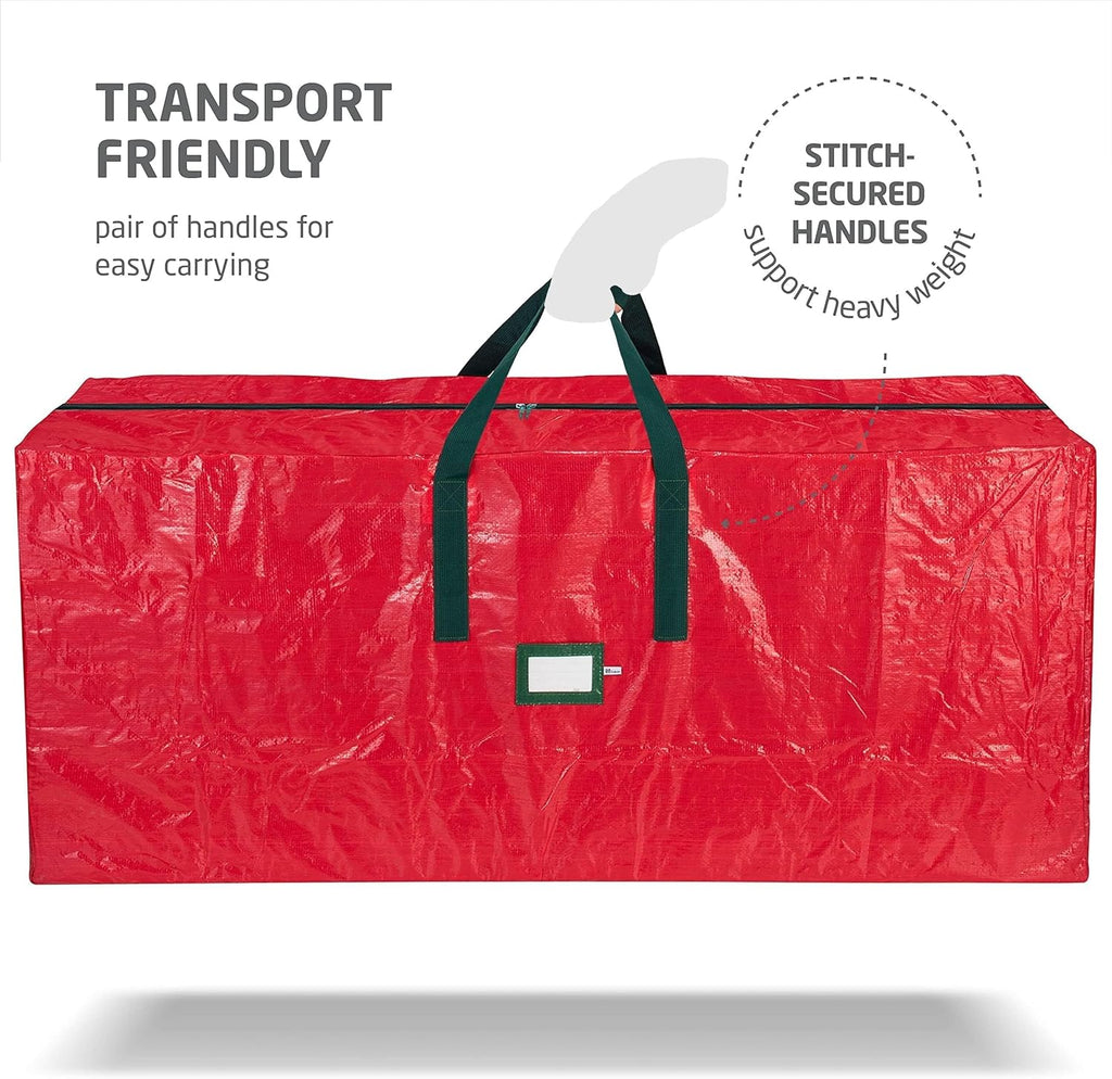 Zober Christmas Tree Storage Bag - Waterproof Protection for 7.5 Ft Artificial Trees - Durable Red Design with Label Slot