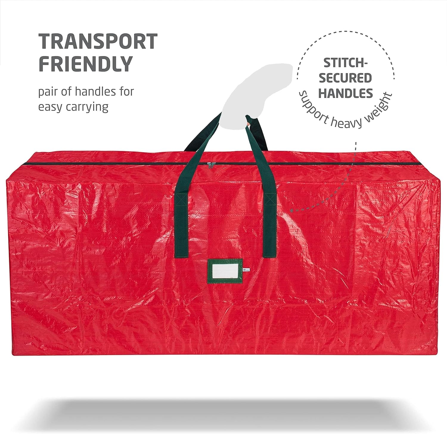 Zober Christmas Tree Storage Bag - Waterproof Protection for 7.5 Ft Artificial Trees - Durable Red Design with Label Slot