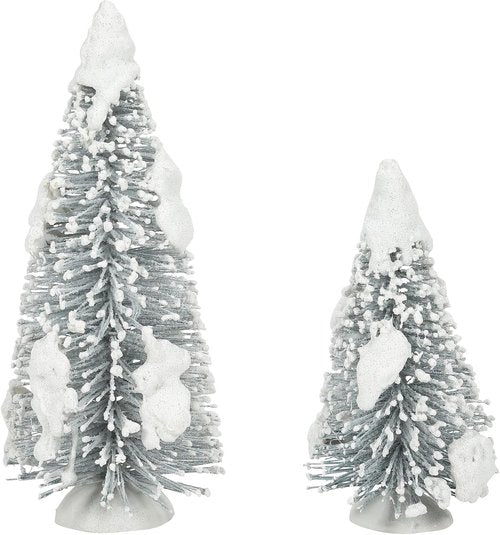 Department 56 Snow Laden Tree Figurine Set - Colorful 5 & 7 Inch Village Collection Decor