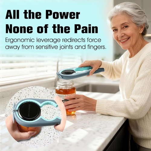 Jar Opener by [Brand Name] - 5-in-1 Multi-Function Can Opener with Ergonomic Non-Slip Handle | Ideal Kitchen Tool for Seniors and Arthritis Relief - Blue