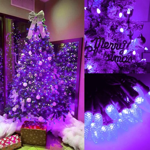 FOMOMDI C3 Outdoor Christmas Lights, 18Ft 50 LED Commercial Grade String Lights for Patio Garden Home Halloween Xmas Tree Holiday Indoor Decoration (1, Purple)