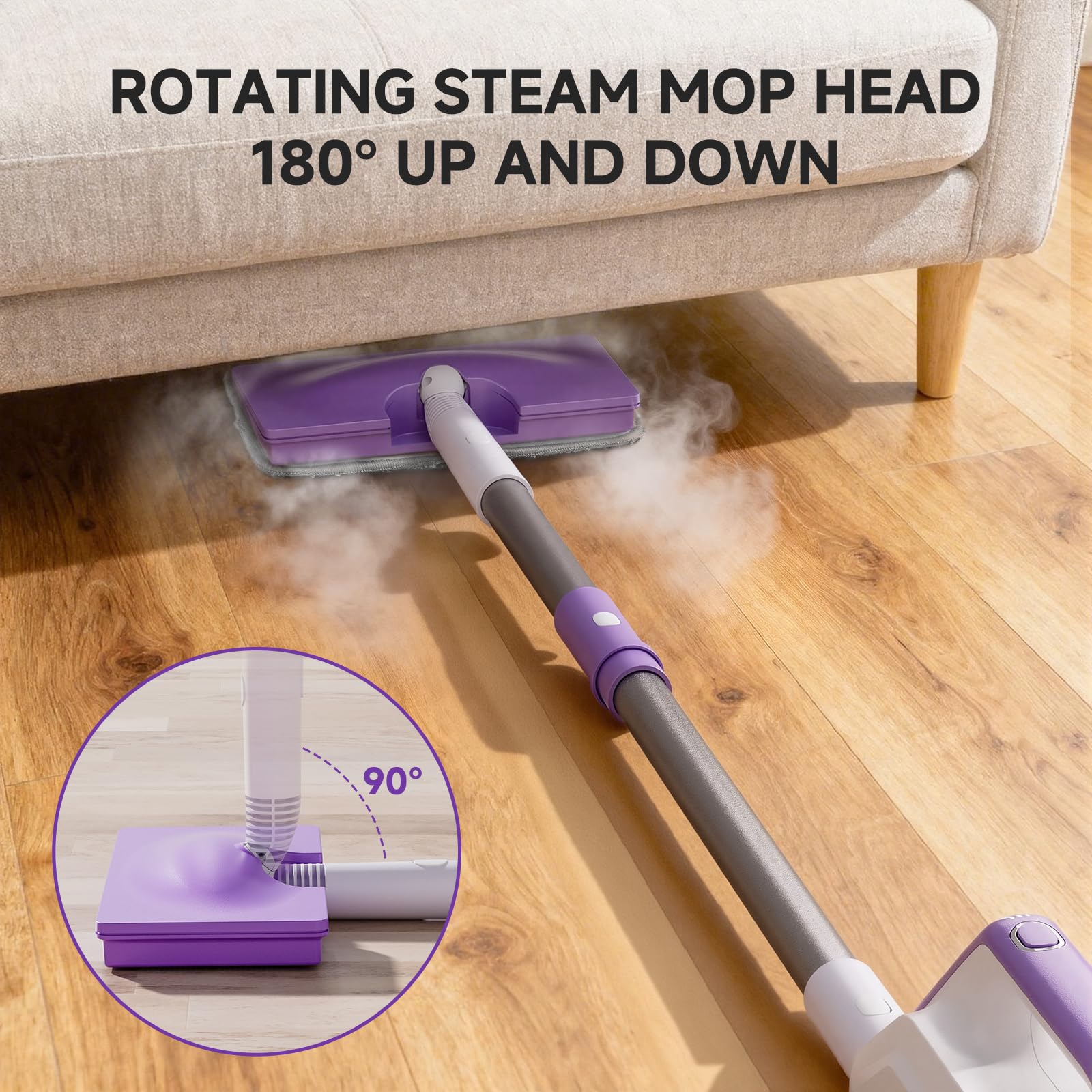 AAOBOSI Steam Mop, 1300W Powerful Detachable Handheld Steamer with 350ml Tank, 11 Multi-purpose Accessories, 23FT Power Cable, Steam Mops for Floor Cleaning, Tiles, Windows, Carpets, Furniture