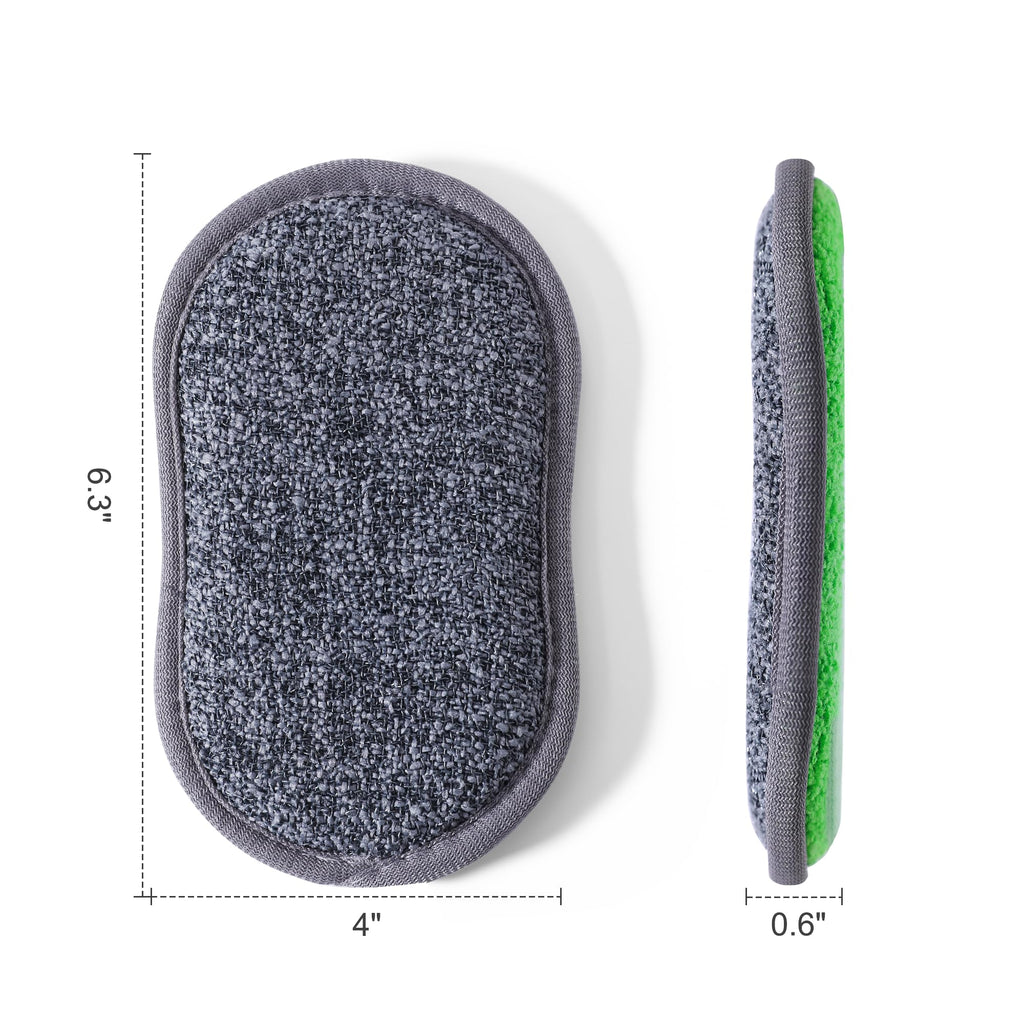Multipurpose Sponges Kitchen,6 Pack Reusable Non-Scratch Scrub Sponge,Rough Scrubbers Side for Pots and Pans,Soft Microfiber Scrub Side for Washing Dishes