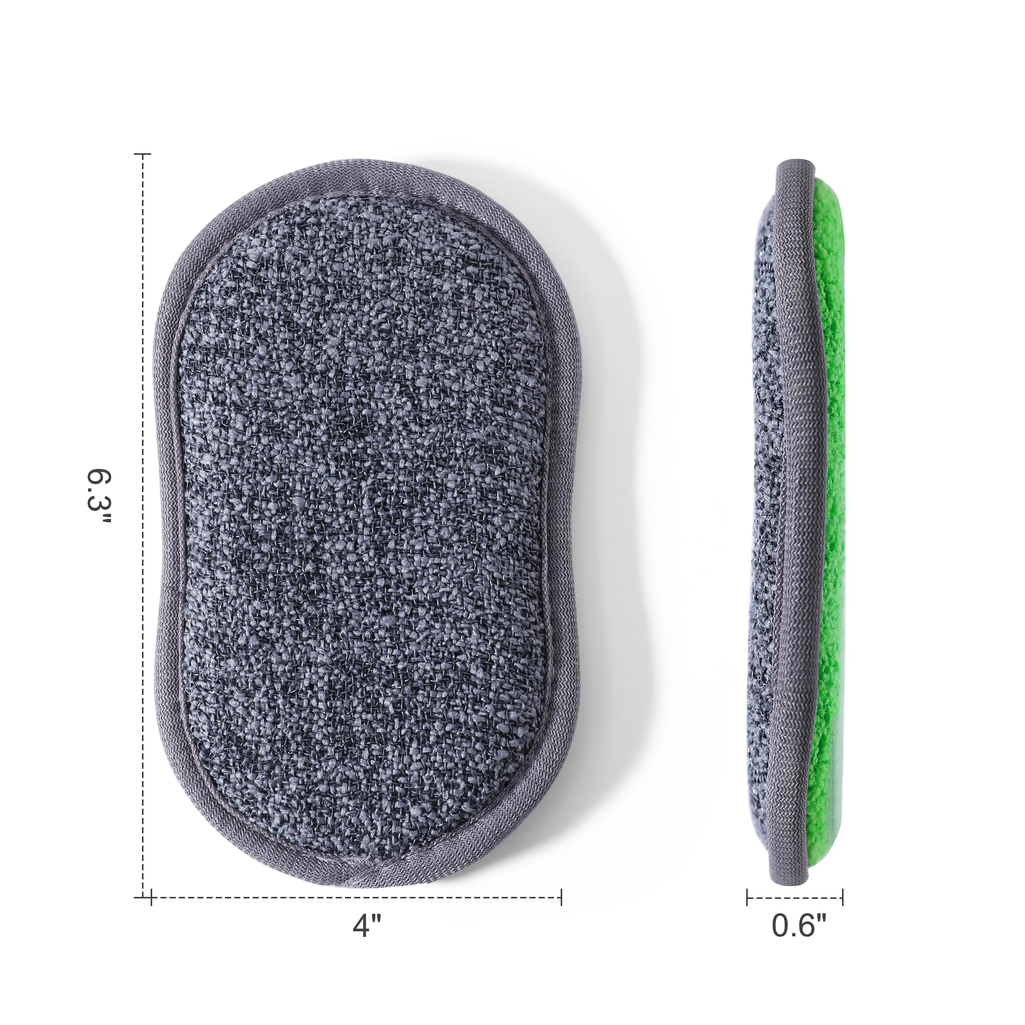 Multipurpose Sponges Kitchen,6 Pack Reusable Non-Scratch Scrub Sponge,Rough Scrubbers Side for Pots and Pans,Soft Microfiber Scrub Side for Washing Dishes