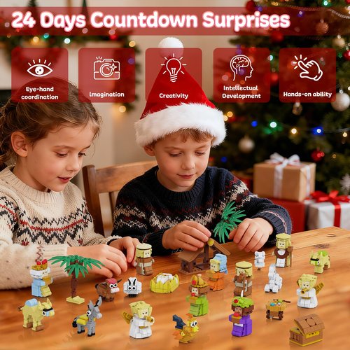 Nativity Advent Calendar 2025 Kids - 24 Days Building Blocks Kits Christmas Gifts Countdown Calendar Set, Christmas Building Toys Gift Sets for Boys, Girls, Teens & Adults Ages 6+
