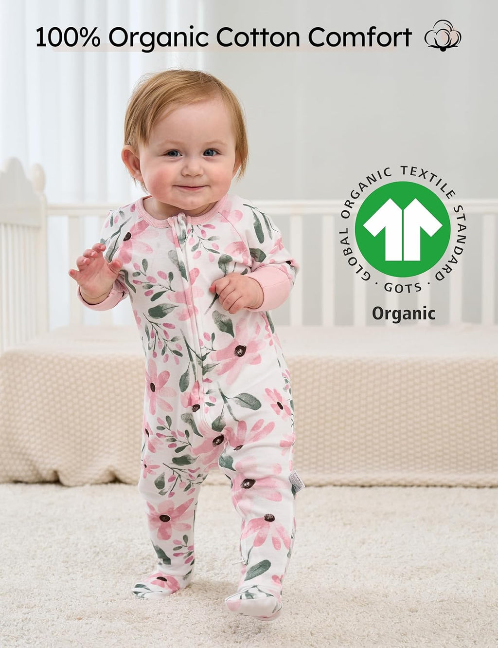 Yoofoss Baby Pajamas - 100% Organic Cotton Sleepers for Newborns | 3-Pack Footed PJs for Boys & Girls