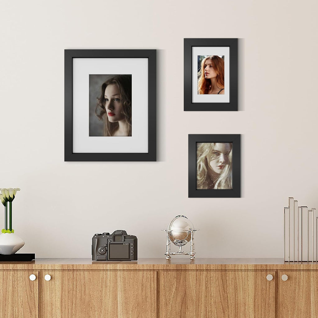 Picrit 8x10 Picture Frame Set of 12 - Versatile Display for 5x7 with Mat or 8x10 Without Mat | Black