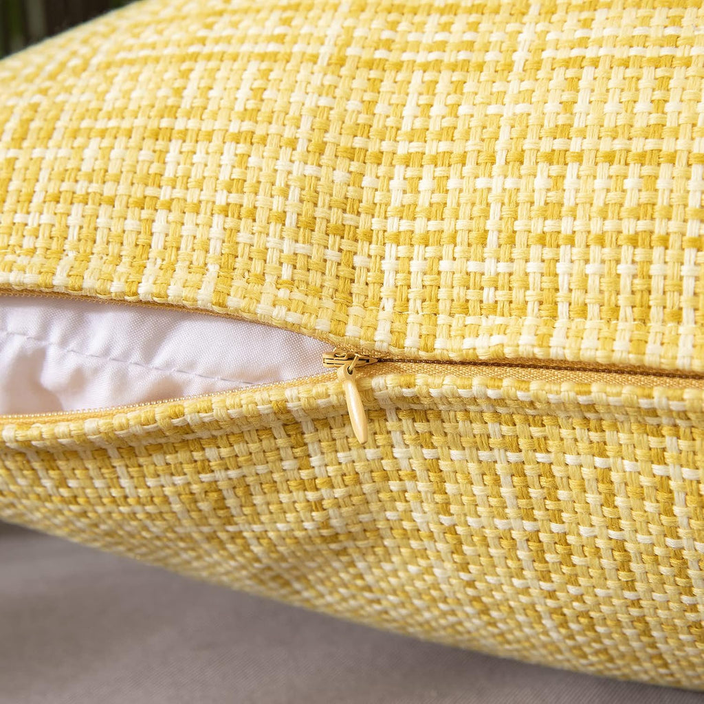 MIULEE Outdoor Waterproof Throw Pillow Covers - Decorative Farmhouse Cushion Covers, 12x12 Inch, Yellow | Pack of 2