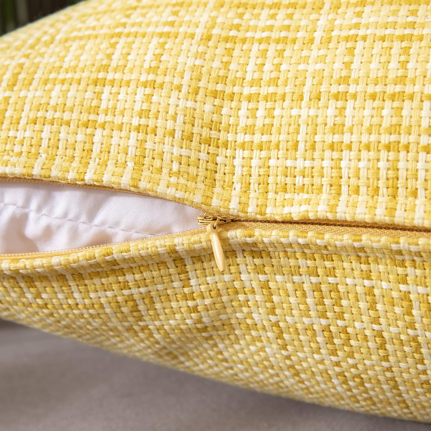 MIULEE Outdoor Waterproof Throw Pillow Covers - Decorative Farmhouse Cushion Covers, 12x12 Inch, Yellow | Pack of 2
