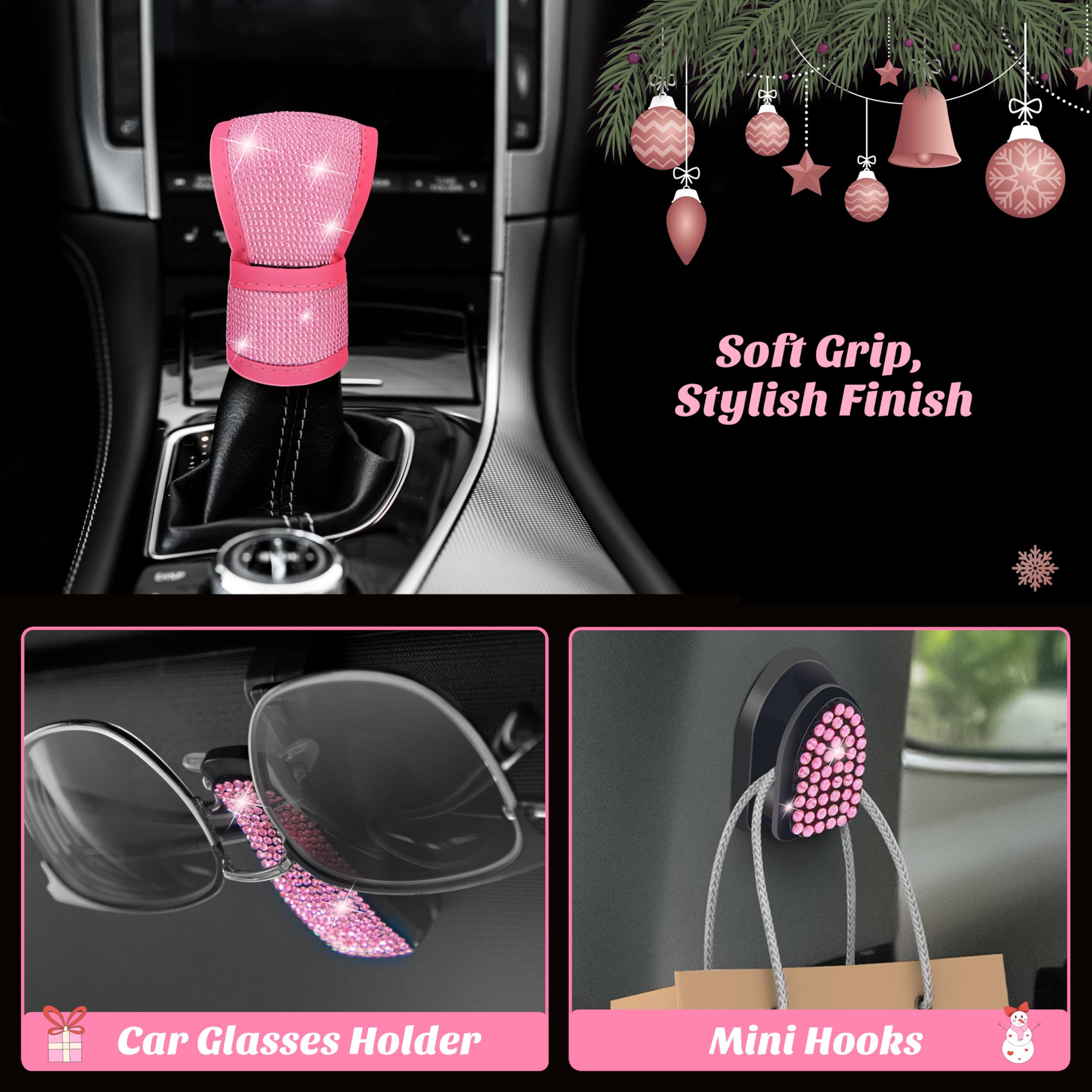 Pink Car Accessories Advent Calendar 2025 for Women - 24 Days of Pink Gift Set, Christmas Countdown Calendar with Sparkly Interior Décor, Luxury Holiday Gifts for Wife, Girlfriend, Mom, Coworker