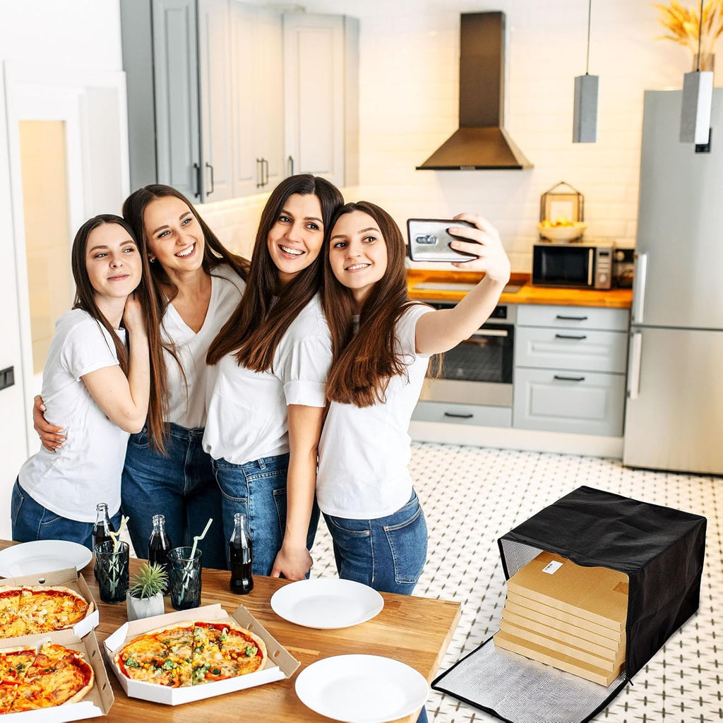 Maxcheck Insulated Pizza Delivery Bag - 20" x 20" x 14" | Reusable Cooler for Hot Food Delivery (Black)