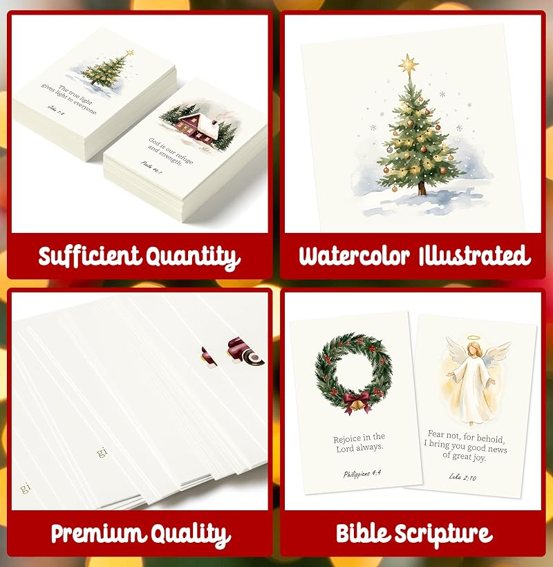 Christmas Scripture Cards Bulk 100Pcs - Pocket Prayer Cards with Bible Verses (Variation: Christmas)