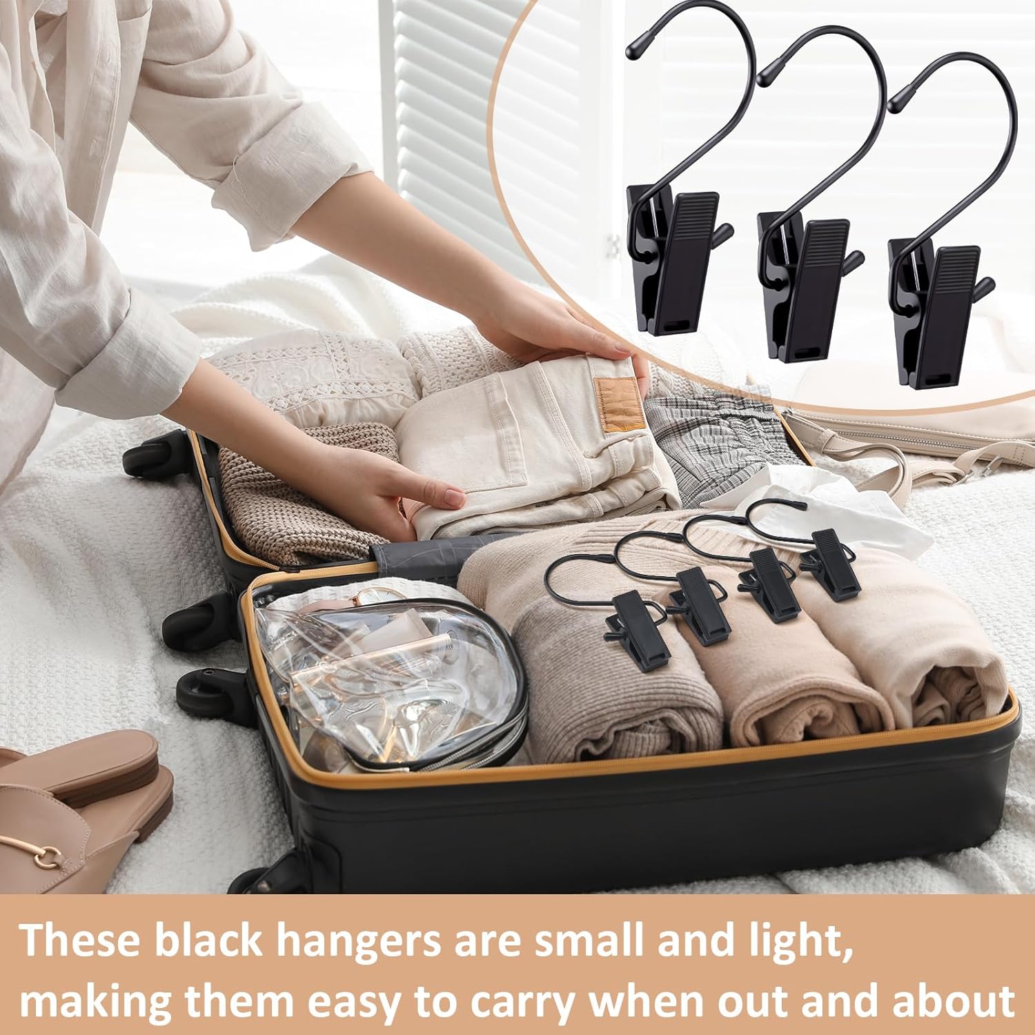 Skiennix Boot Hangers - 50 Pcs Heavy-Duty Closet Hooks with Clips for Boots, Pants, and Accessories - Black
